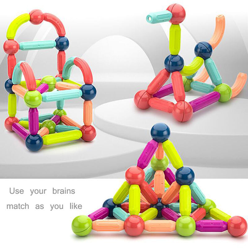 STEM Magnetic Building Toys for Kids - Creative Construction Set with Bars and Balls