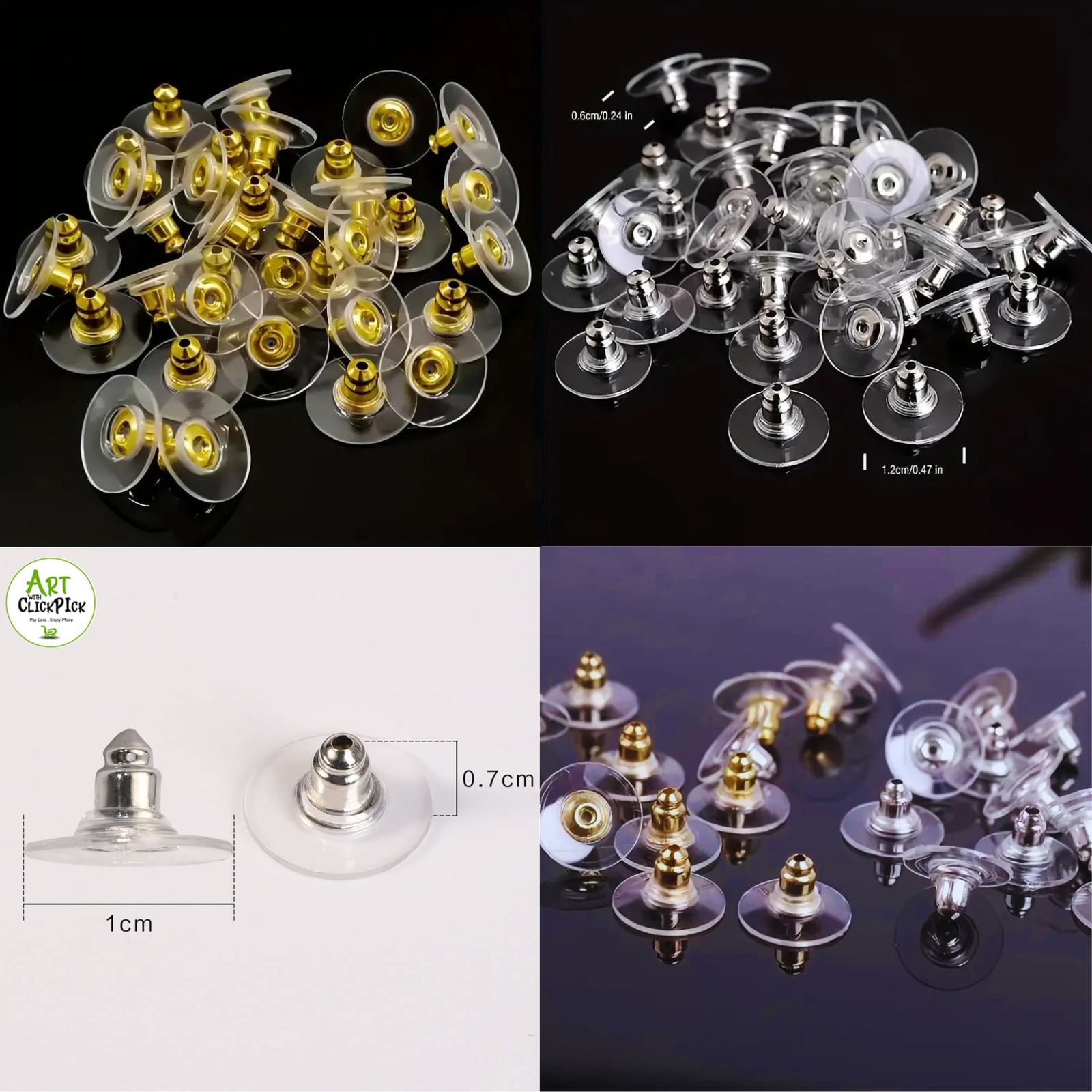 Earring Back Stoppers Gold Silver Earring Post Nut For Jewelry components Silicon Stud