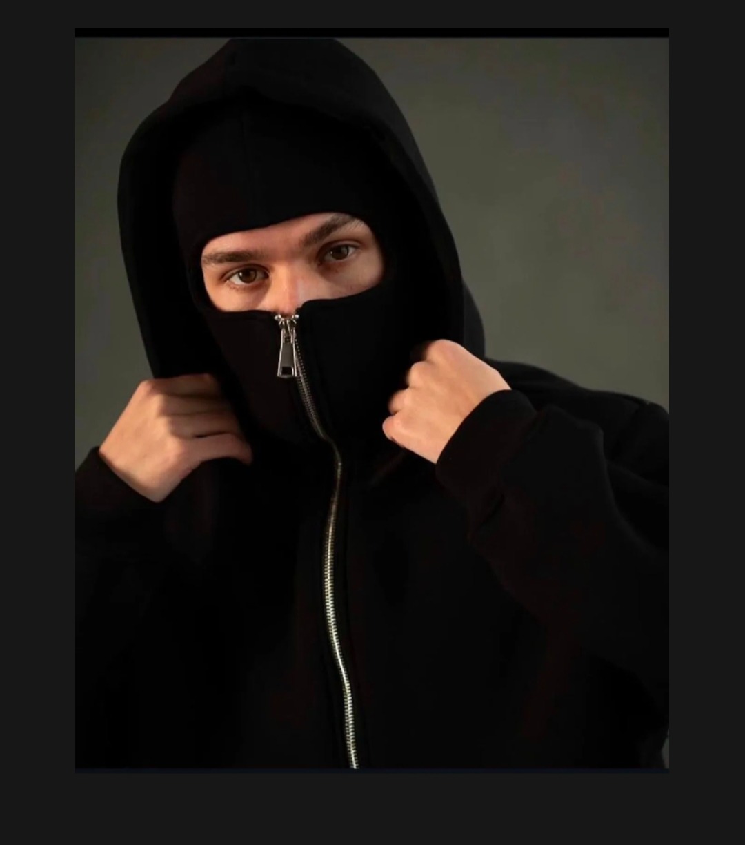 Balaclava Ninja Zipper Hoodie for Men – Full Face Mask Hoodie | Winter Windproof Streetwear | Stylish Warm Ninja Jacket