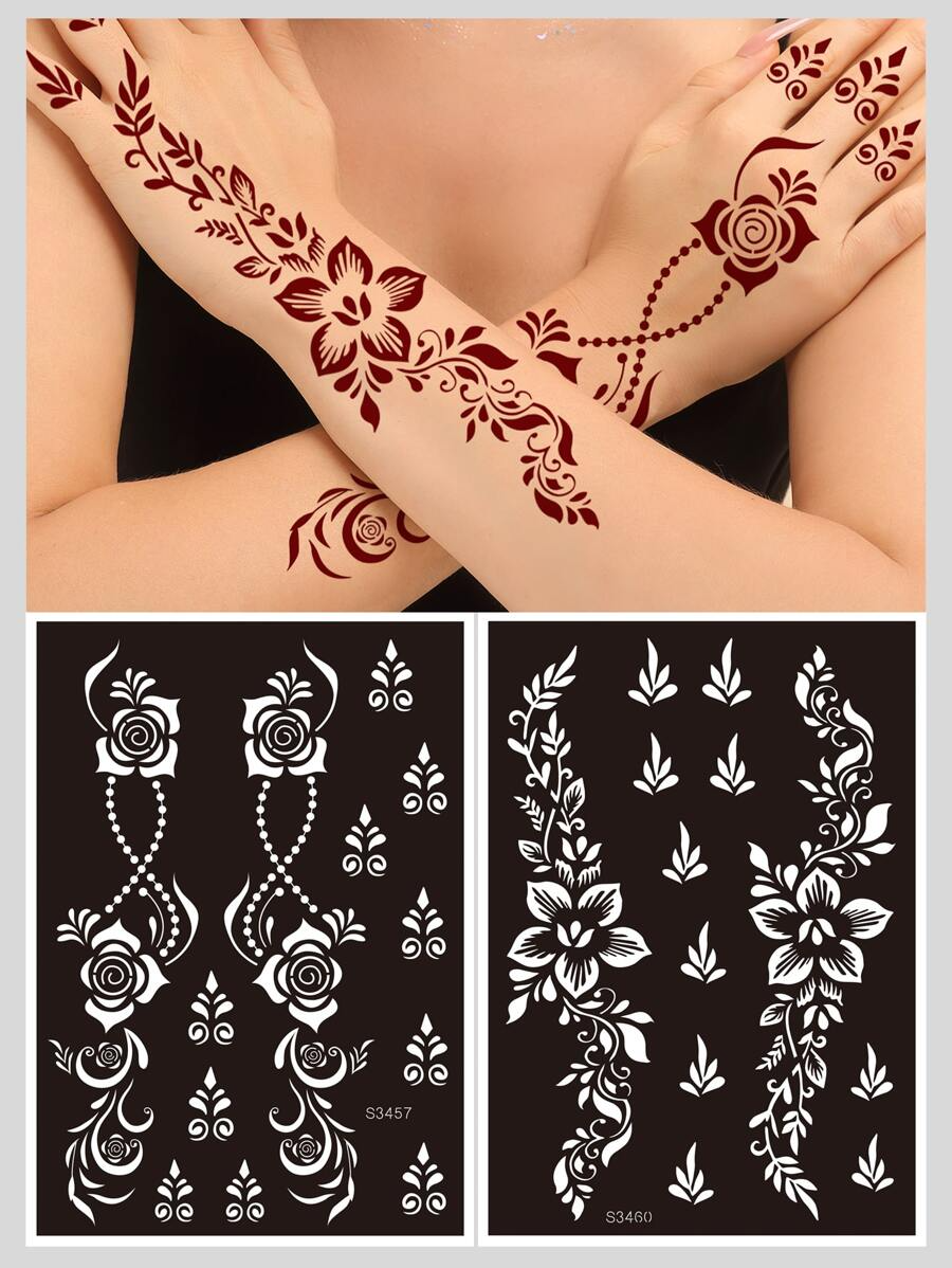 4 Sheets mehendi design stickers, Beautiful mehndi stickers for women and girls, stickers for events, wedding eid