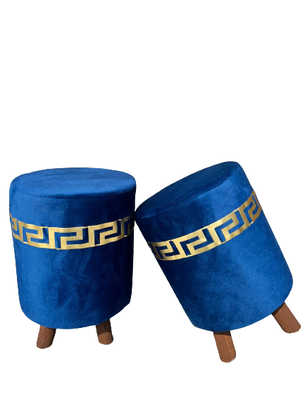 Elegant Traditional Style Velvet Upholstered Ottoman Stool with Geometric Pattern - Multiple Colors Available