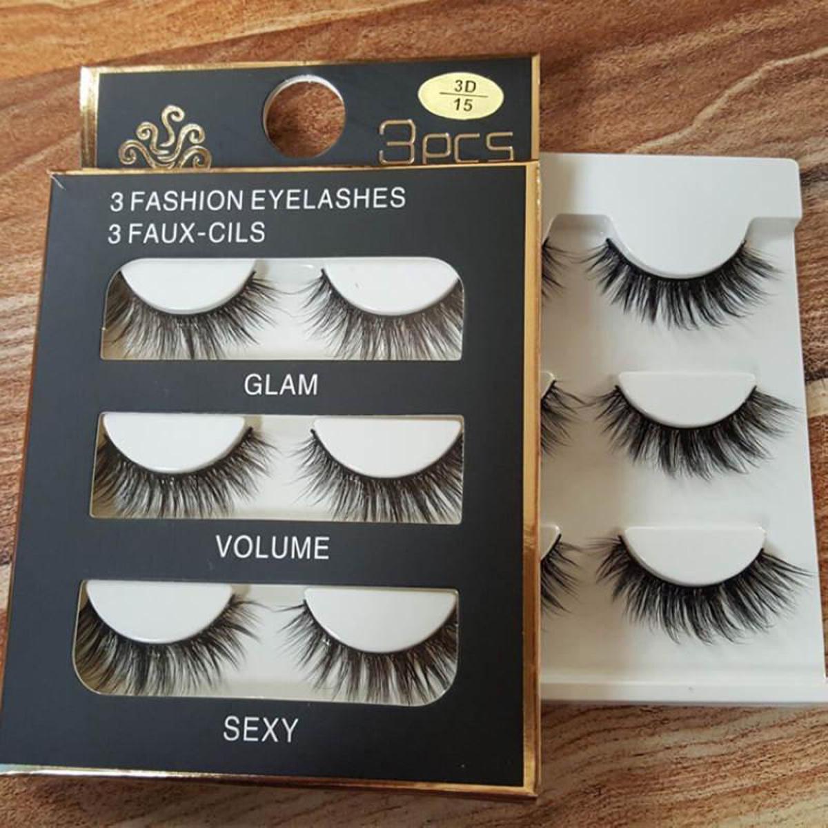 3 Pairs 3D Eye Lashes - High Quality Eyelashes (with free Glue)