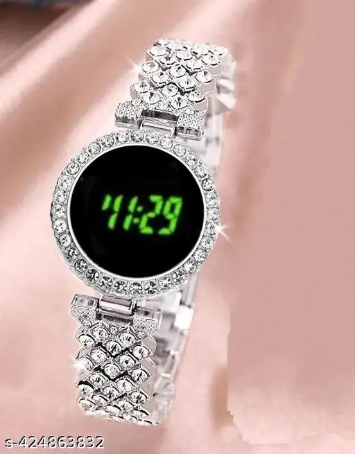 Ladies Luxury Diamond Analog Watch for Women Stainless Steel Band Quartz Wrist Watch Elegant Fashion Female Bracelet Watch Stylish Casual Formal Wear Gift Watch for Girls & Ladies