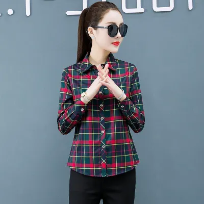 Plus Size Loose Fit Checked shirt, Dark Red