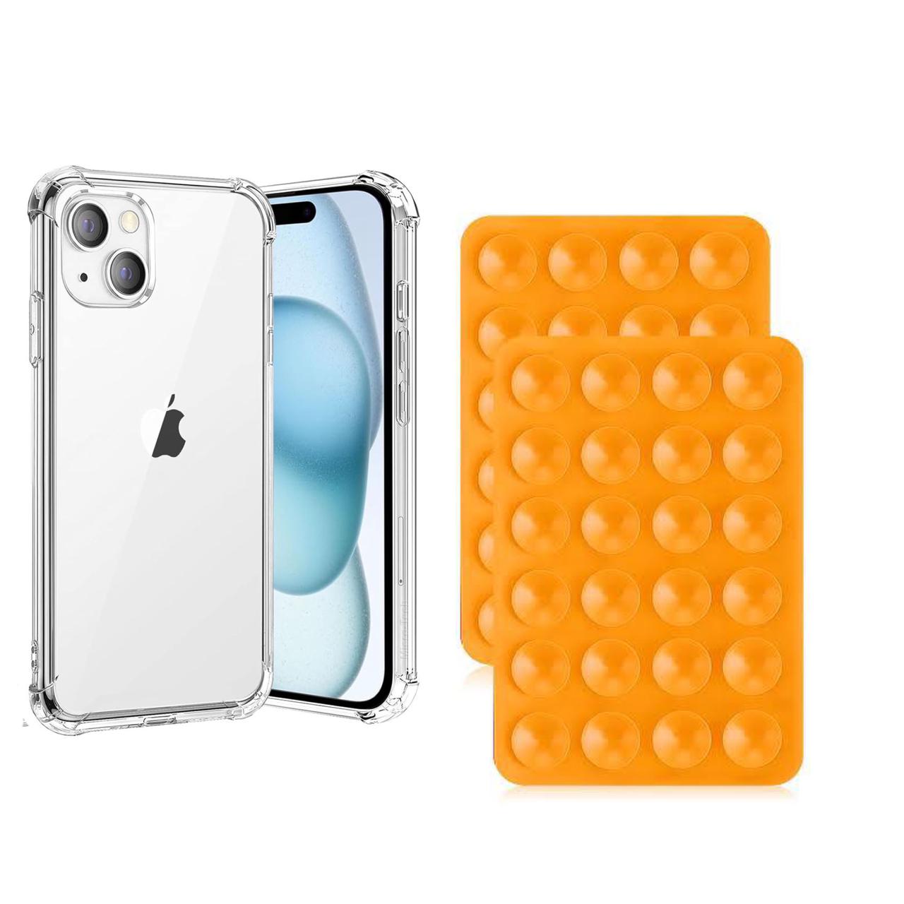 Jelly Case And Silicone Suction Pad For iP 16ProMax, 16Pro, 16, 15ProMax, 15Pro, 15, 14ProMax, 14Pro, 14, 13ProMax, 13Pro, 13, 12ProMax, 12Pro, 12, 11ProMax, 11Pro, 11, Xmax, X/XS Shock proof Jelly Case For iP And Phone Holder Premium Quailty