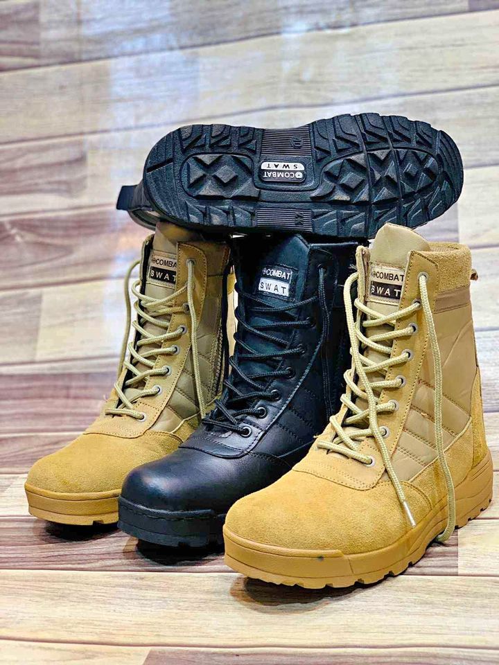 New Combat Military/Army Long Shoes, Outdoor Safety Boots, High Ankle Beautiful Long Boots, Police, Tactical, Desert Shoes Khaki Camel shoes