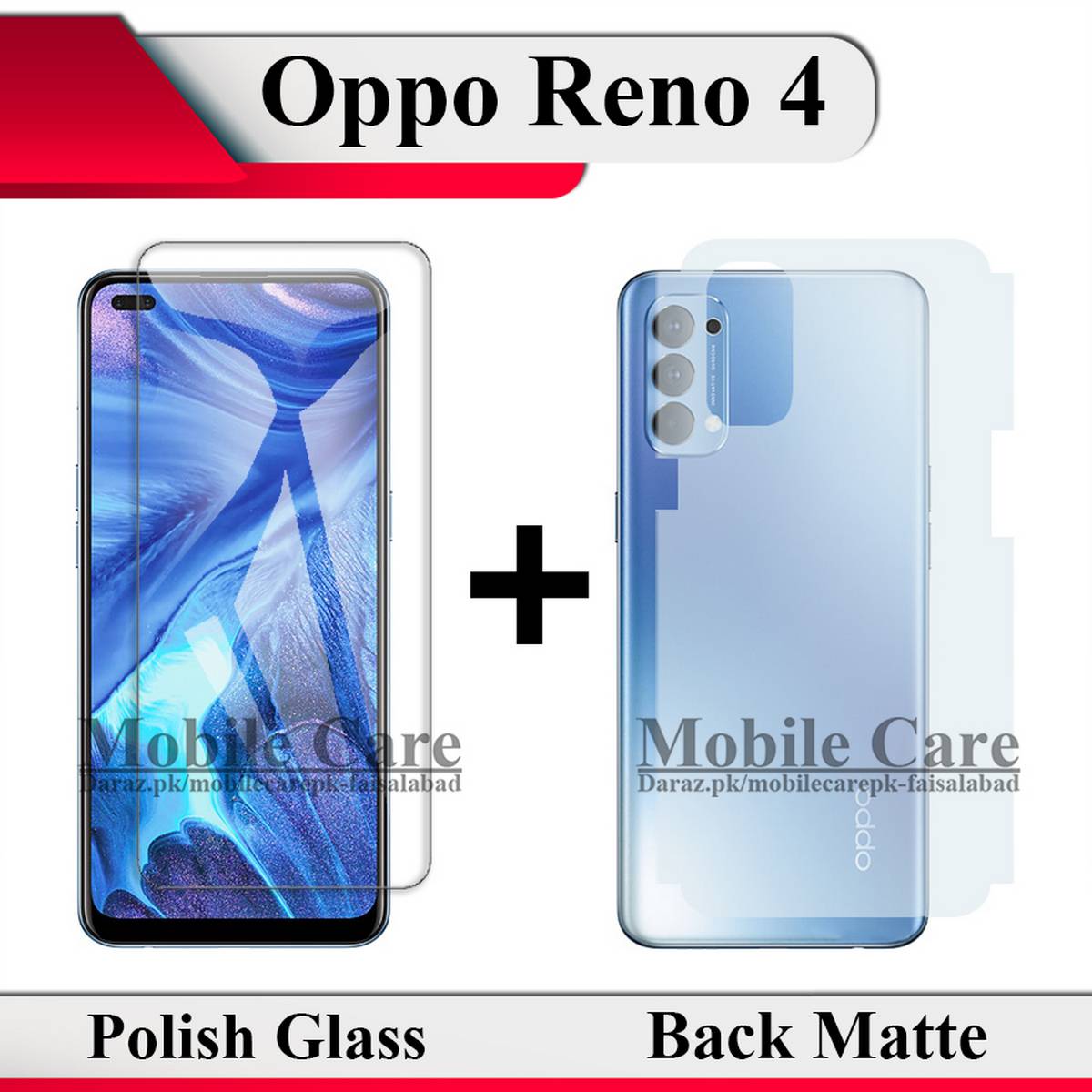 Oppo Reno Tempered Glass Screen Protector Polish Glass Back