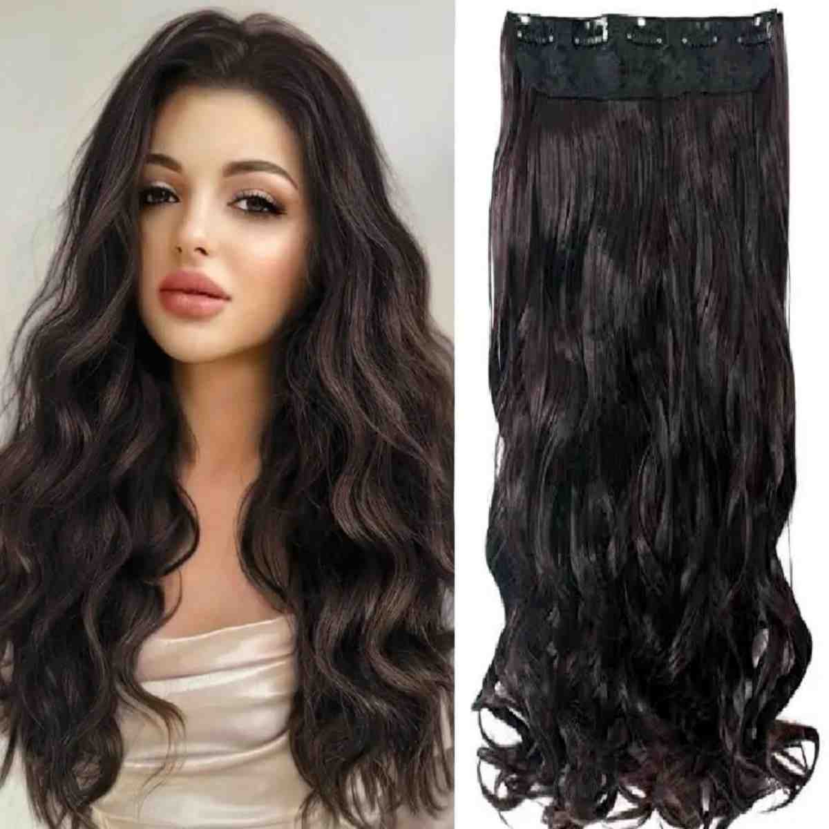 Curly Hair Extension Natural Brown 32 Inch High Quality synthetic hair extension Imported quality Touch and Feel Like 100% original Smooth and soft, tangle free, durable, double weft hair extensions will not shed,