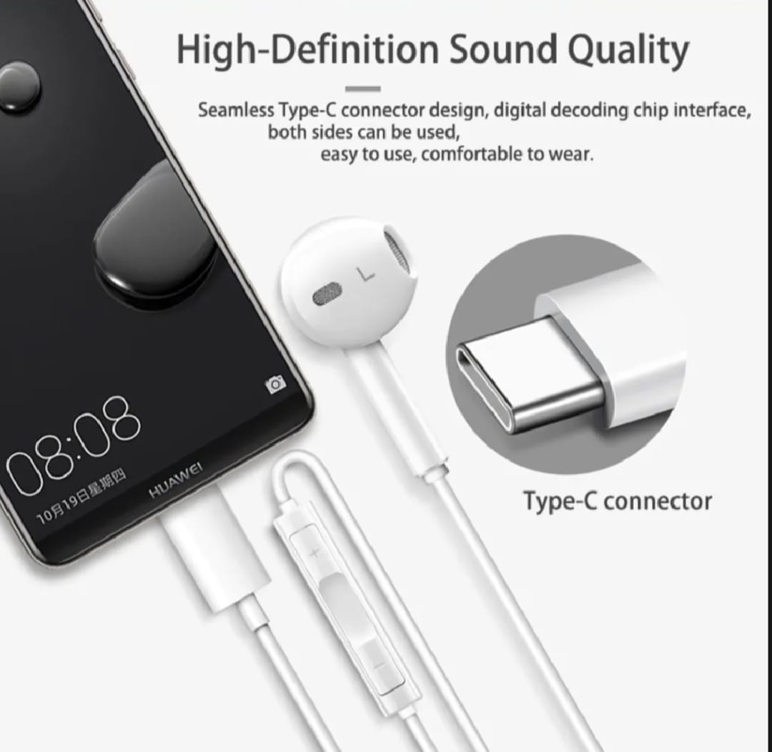 Gionee Original Handsfree Type-C Premium Sound Quality_HiFi Deep Bass With Noise Isolation_Built-in Mic, Comfortable Fit, Tangle-Free Cable, Durable Design, HD Calling, Universal Compatibility, Wired Earphones for Android Smartphones & Devices