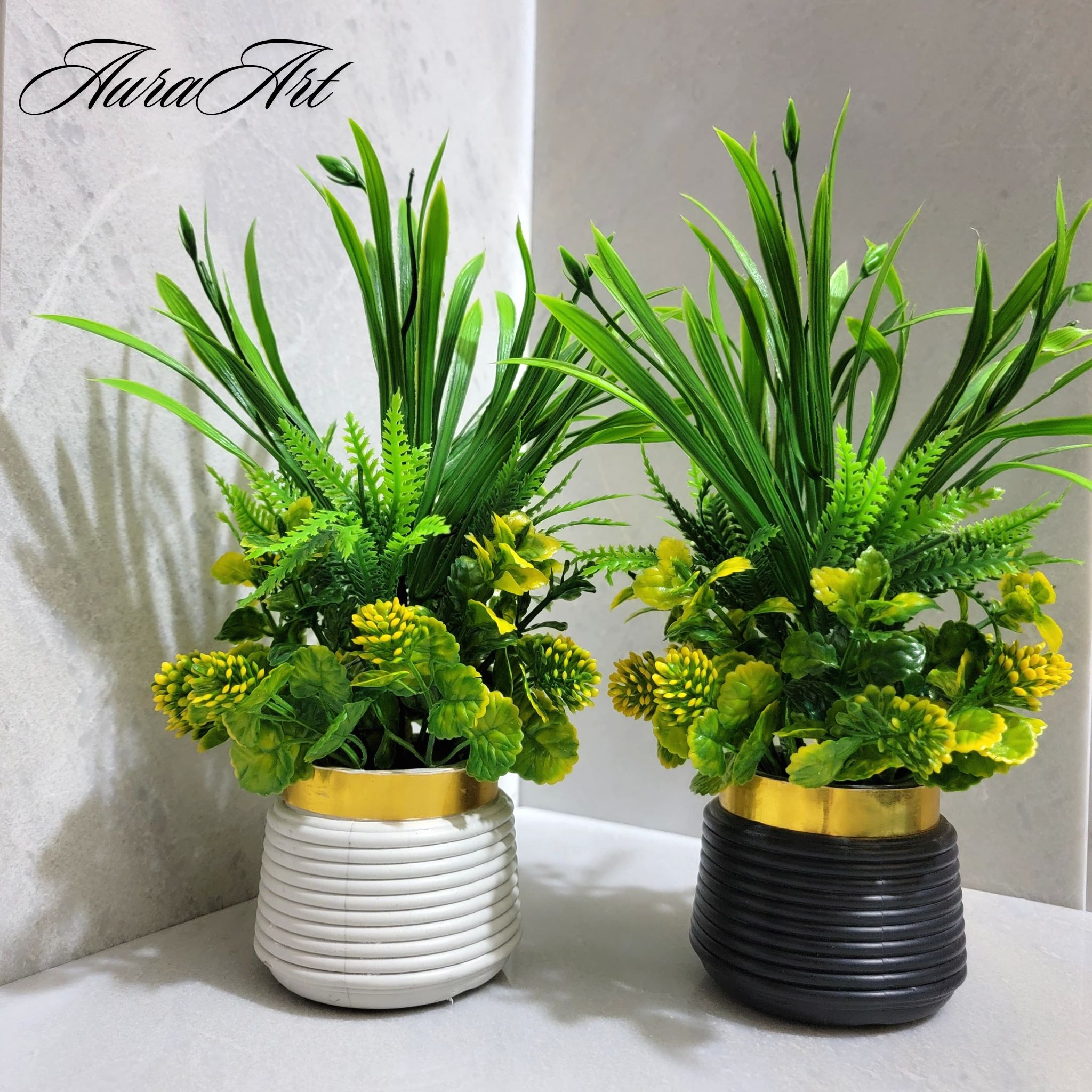 Artificial flowers 10 inches Wild Plant with Pot - Table top Decor | Decoration pieces for room
