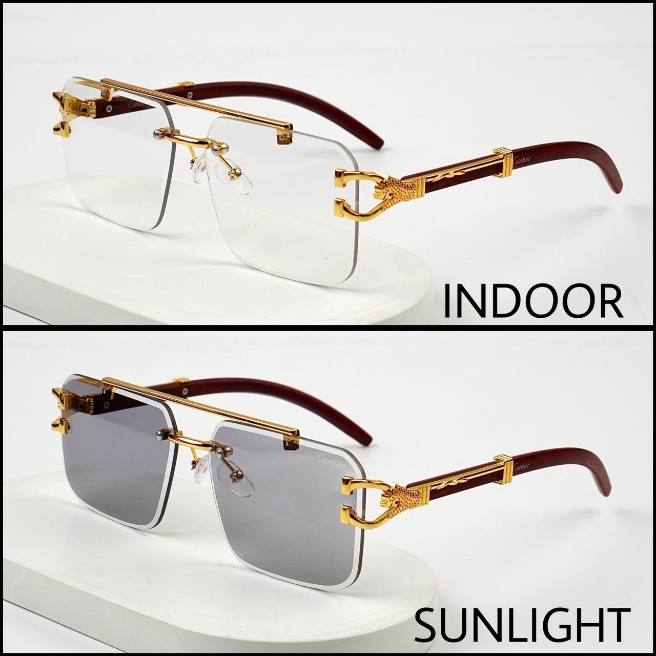 Photochromic Color-Changing Eyewear Sunglasses for Men & Women - Luxury Cheetah Style Solar Magic Glasses for Girls & Boys with box