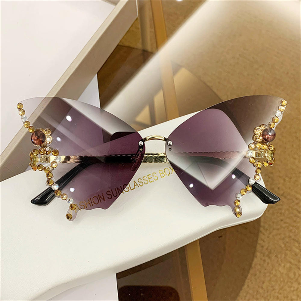 Rimless cheap butterfly sunglasses