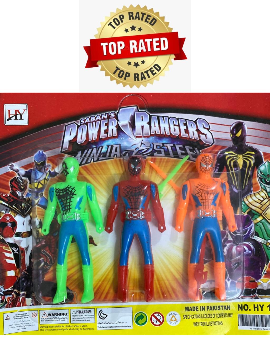 Spiderman Toy Ninja Style, Power Rangers Inspired Superhero Action Figure Toy Set - Pack of 3 | Spider-Man Style Colorful Figures for Kids Available Sheharyar Online Store