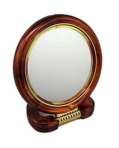 Wood Round Beauty Tabletop Mount Makeup Mirror Both Sides One Side Magnifying Stand Mirror For Bathroom/ Dressing Table/ Shaving/Parlours And Salons