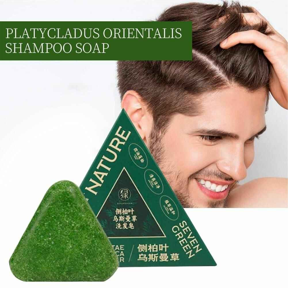 Nature Triangle Shampoo Bar - Nature Seven Green Soap Shampoo Bar - Natural Organic Plant Based Calming & Strengthens Hair For Men And Women - 120g