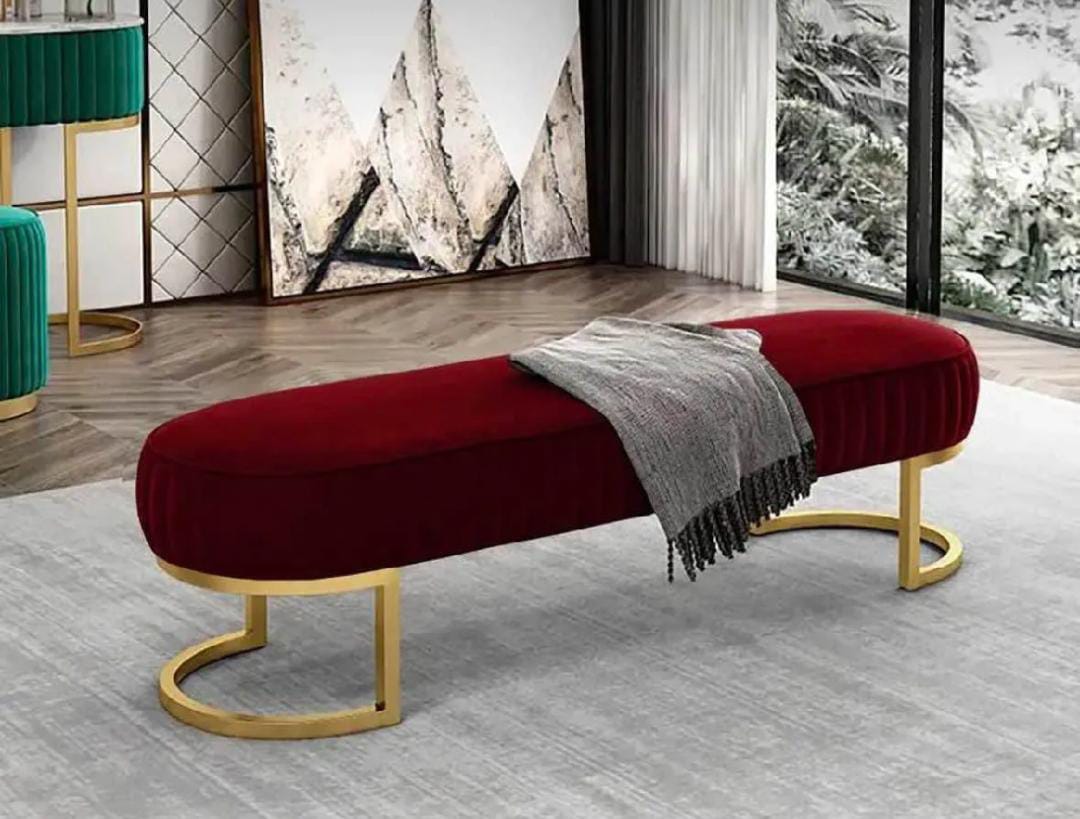 3 Seater Luxury sofa sitting Stool With Metal Stand- sofa Chair Stool customization
