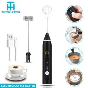 Electric Milk Frother Foam Maker Mixer Coffee Drink Frothing Wand USB 3 In1  Portable Rechargeable Handheld Foamer High Egg Speed