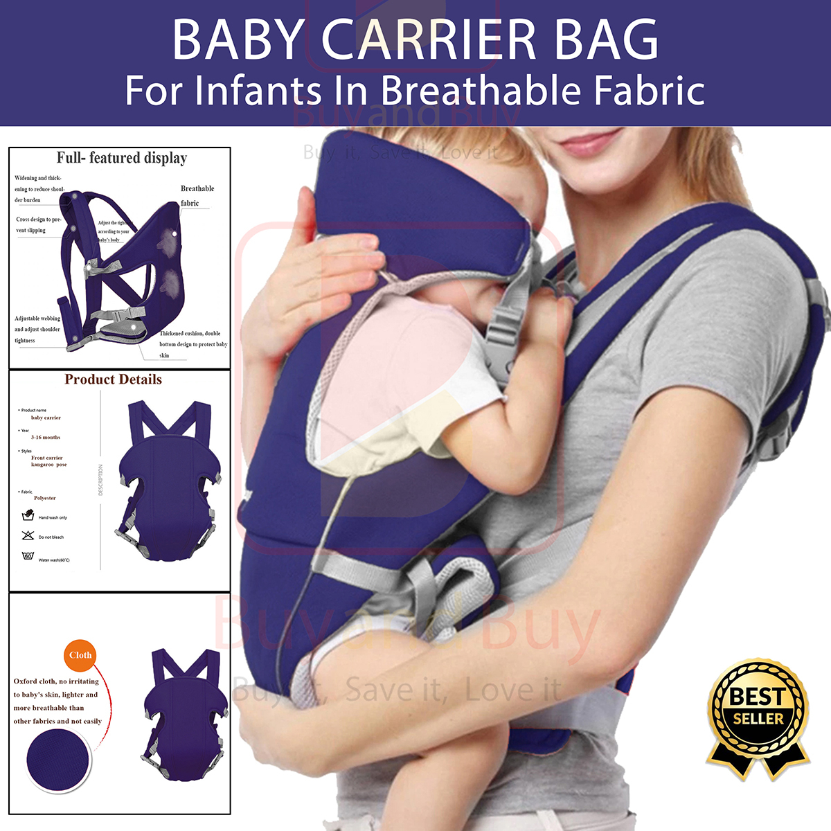 Baby Carrier Strong Material Safety Belt Adapt to Newborn Infant