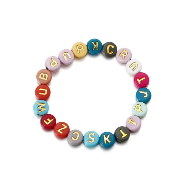 Pack of 100 or 200 or 300 or 400 or 500 or 1000 pcs Random Mixed Letter Acrylic Beads Flat Round Alphabet Charms Beads For Bracelet Necklace Jewelry Making