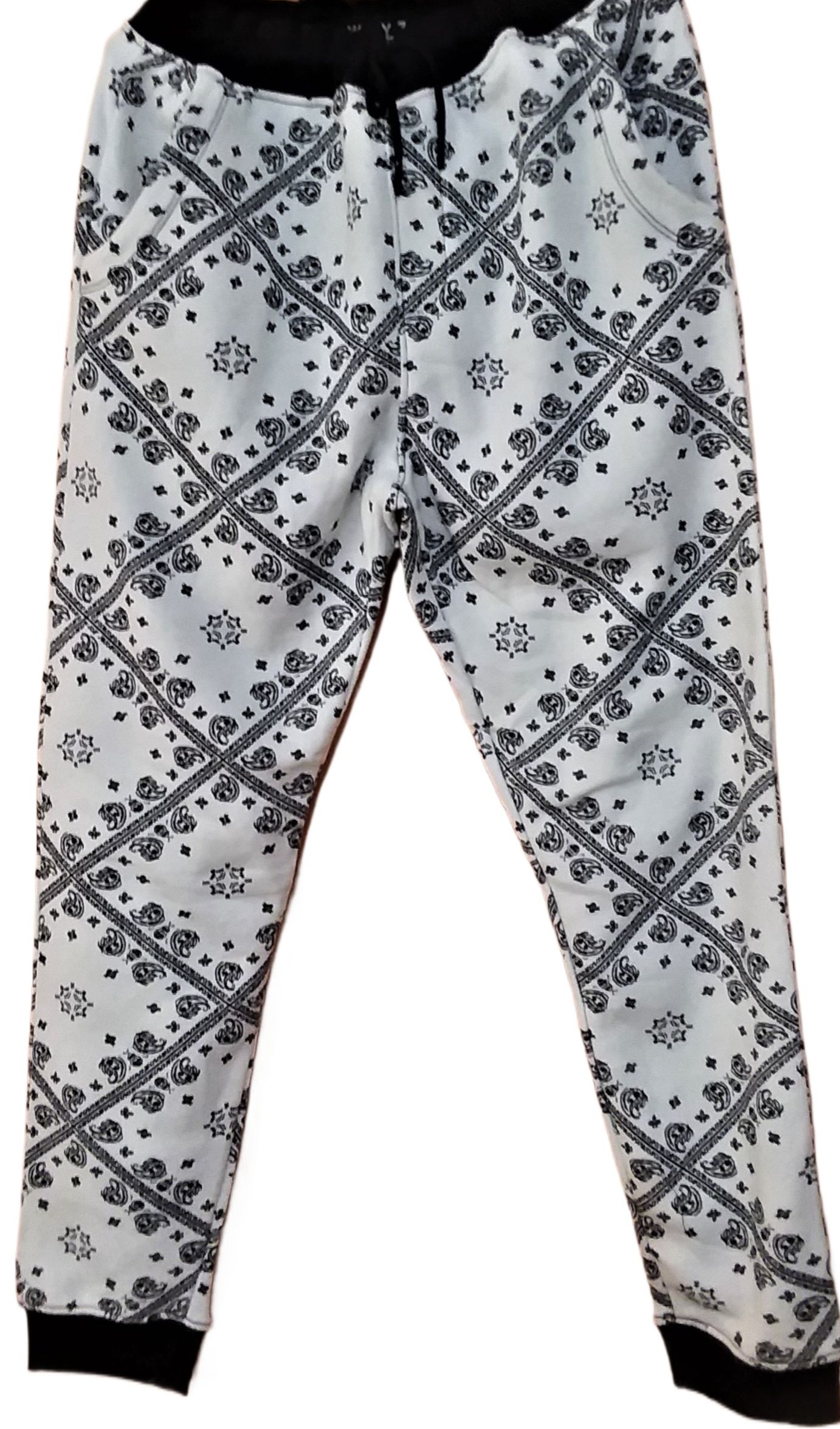 White Printed Three Pocket Fleece Trouser