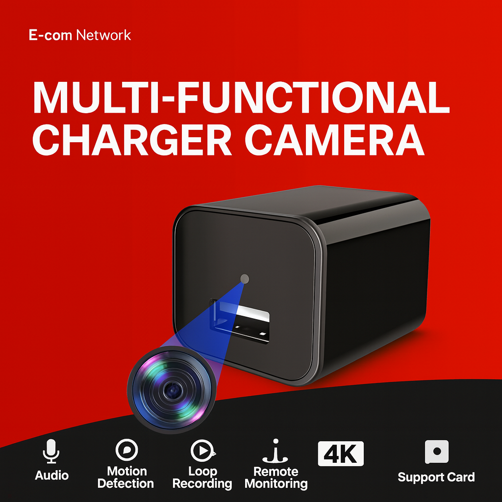 Multi-Functional Charger Camera | Smart Charger Adopter Camera with IP Monitoring | Portable Power Adaptor Camera for Security Recording & Mobile Charging Support