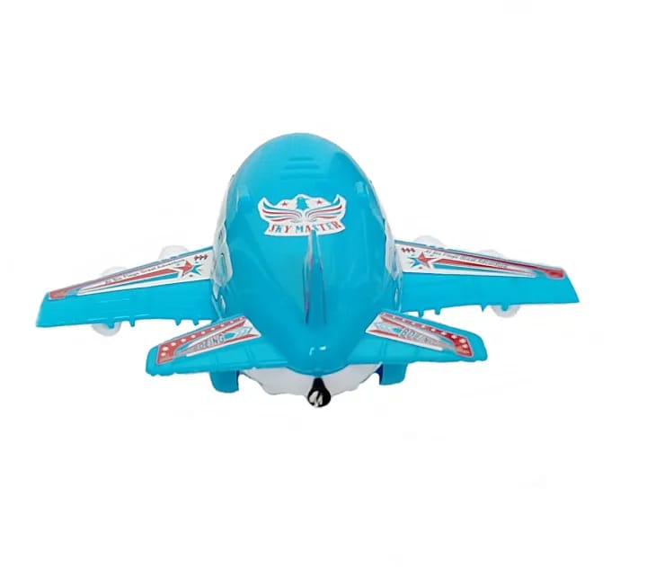 Aeroplane Manual Rope Operated Machine with Lighting Toys for kids Size  20X17cm Plastic Material White and Blue Colour Good Quality Airplane Machine Operated Toys For Indoor And Outdoor Racing Plane Game (Aizal Mall)