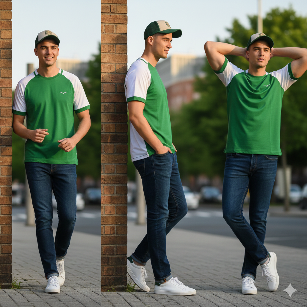 Branded Authentic Sports T-Shirt GREEN WHITE