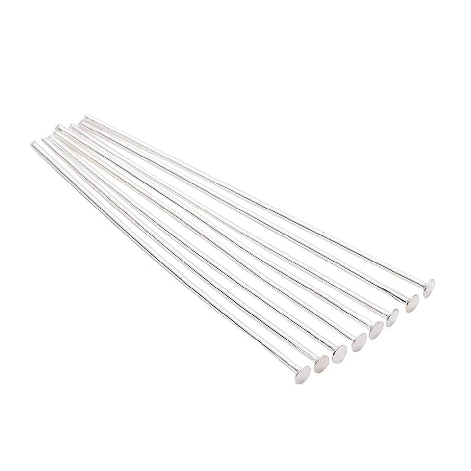 100 Pcs Pack (Golden & Silver) Metal Head Pins For Jewelry Making - 30mm - Flat Head Pins Craft Findings For DIY Earrings, Beading & Charms