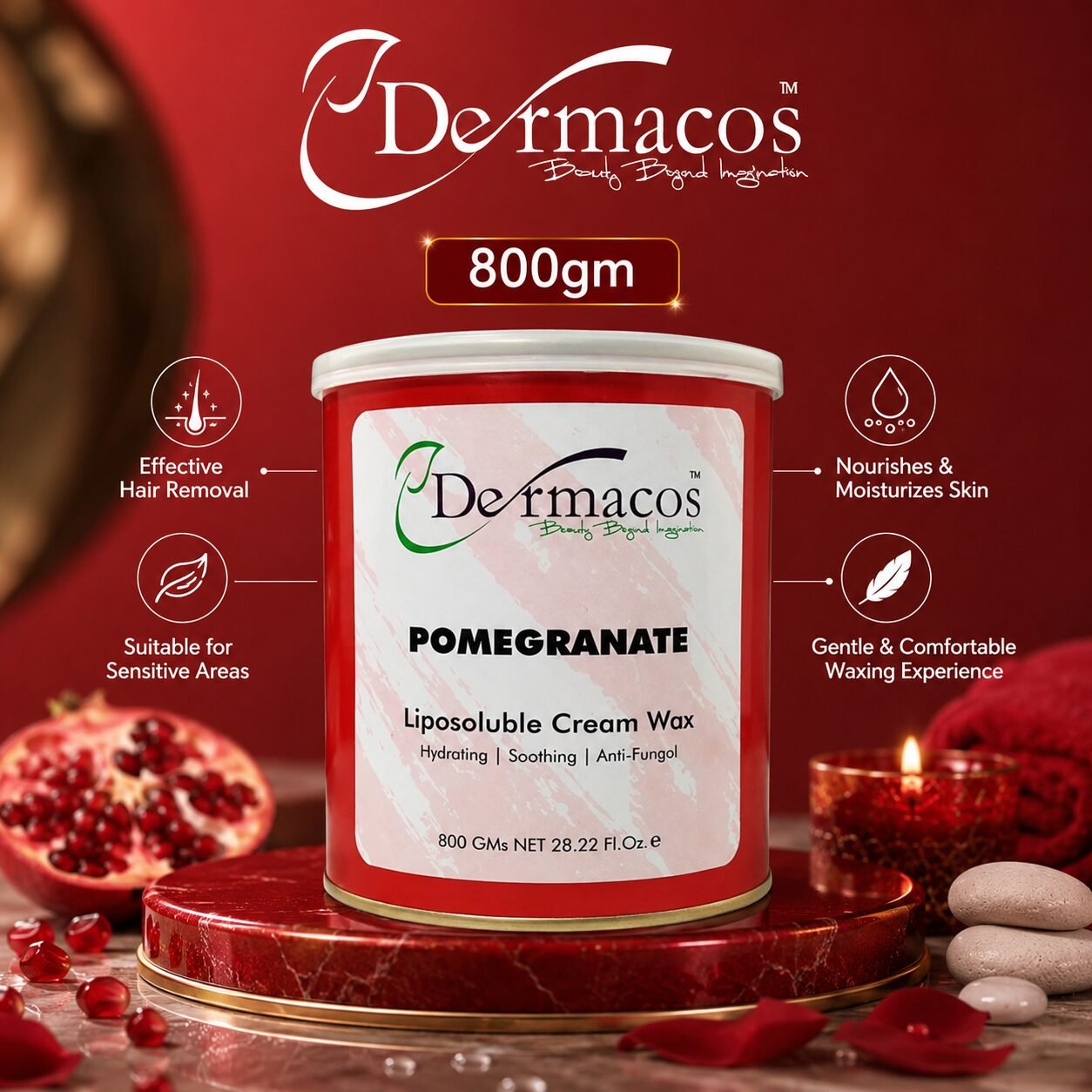 Pomegranate Liposoluble Cream Wax (800gm) | Hair Removal Care