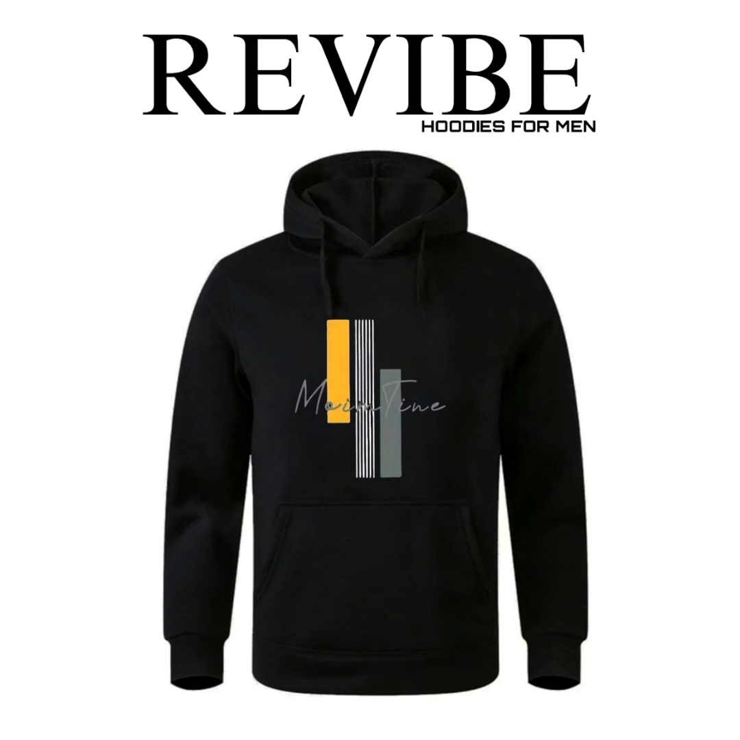 REVIBE - Black Trendy Printed Hoodies For Men