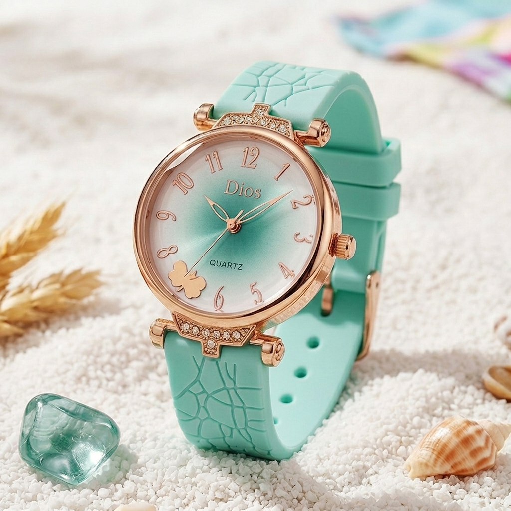 Aesthetic Elegant Korean Style Watches for Girls Gifts / Silicon strap with metal pin-clasp