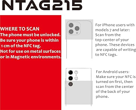 50PCS NTAG215 NFC Tags Stickers 25mm Round | Blank Rewritable NFC 215 | Programmable NFC Tags | Compatible with Android & NFC Enabled Devices