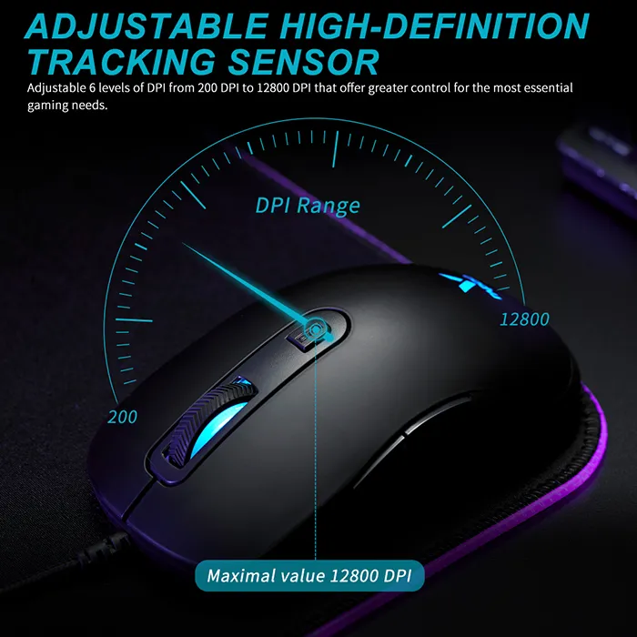 RAPOO V16RGB Optical Wired Gaming Mouse 12800 Dpi Ergonomic Design Onboard Memory 6 Programmable Buttons 13 3bb22773dff6f75406a3a177dc2492ec