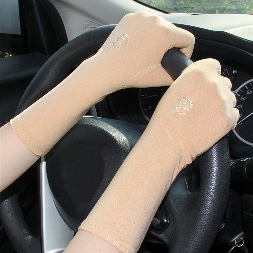 Summer Sunscreen Ice Silk Mittens - Non-Slip Lace Gloves, 8x30cm
