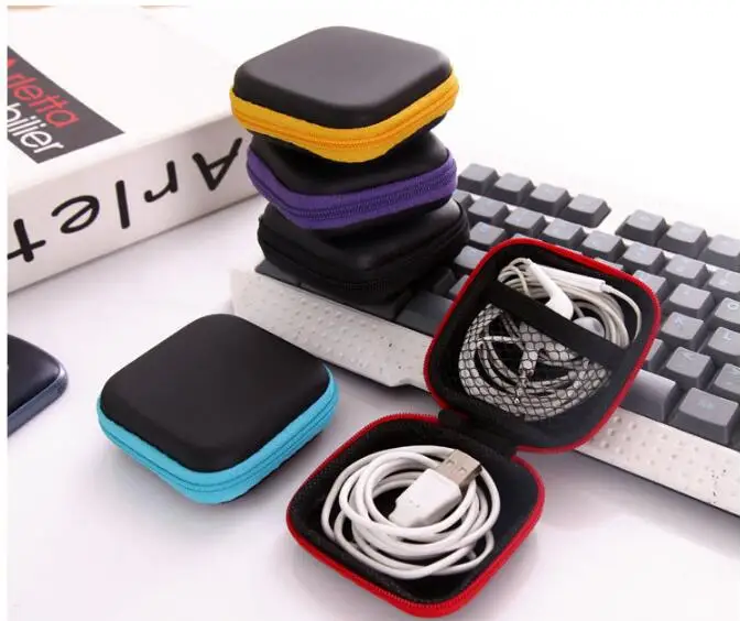 Handfree Cover Charger Hard Case eva Coin Carrying Bag Earphone Earbuds Hand free Square Shape Storage Handsfree Cable Key Pouch Zipper Storage Mini Box