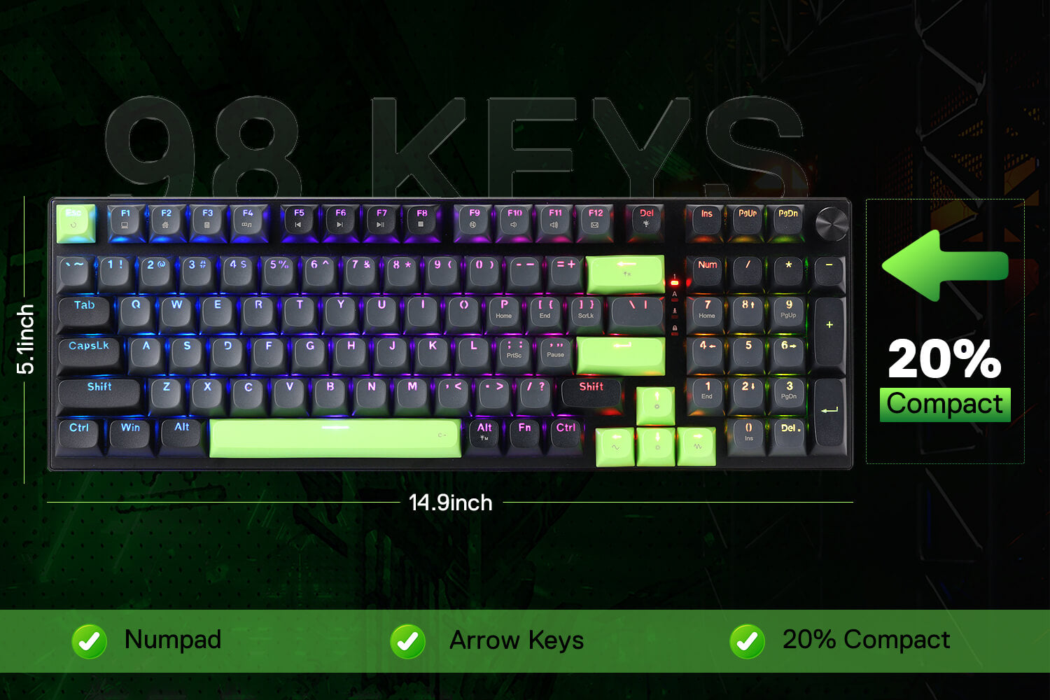 Redragon K740 Wired Mechanical Gaming Keyboard RGB 98 Keys with Linear Dragon Chant Switch and Vibrant Groovy RGB 17 3bb9c76108707d67dbef3c85d0036f12
