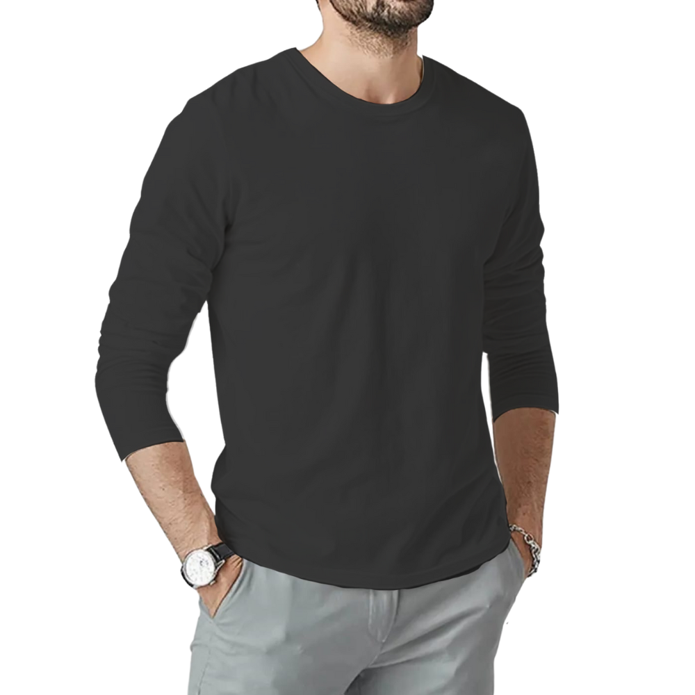 MK Garments - Long Sleeves Round Neck Plain Tshirts For Men