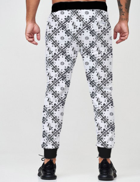 White Printed Three Pocket Heavy Cotton Trouser