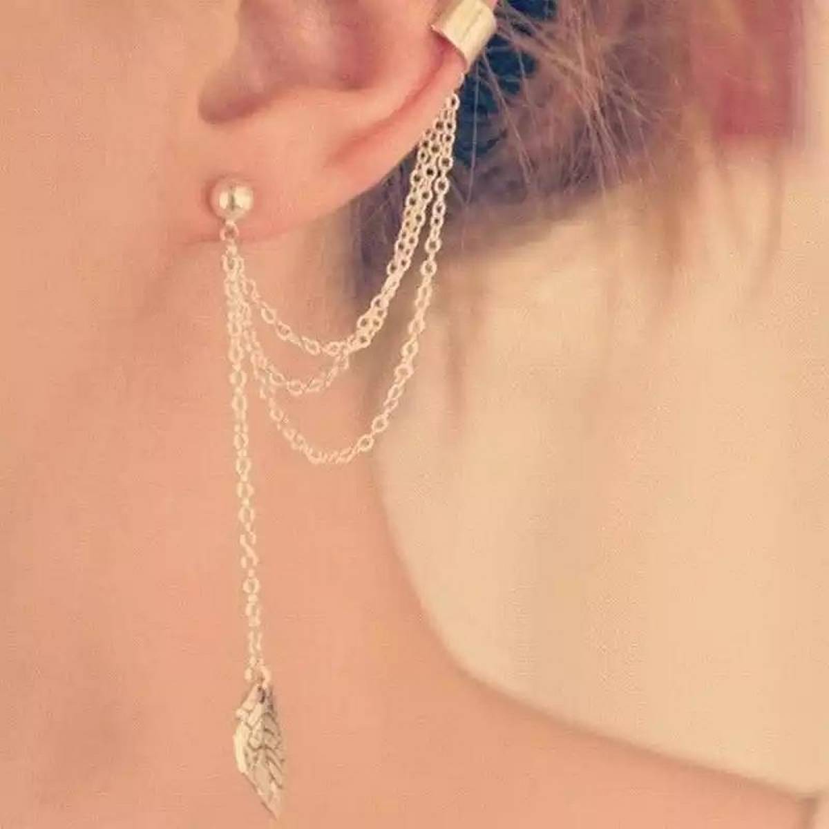 New Fashion 1 piece  Golden color Drop Earrings Design -   Imported Design