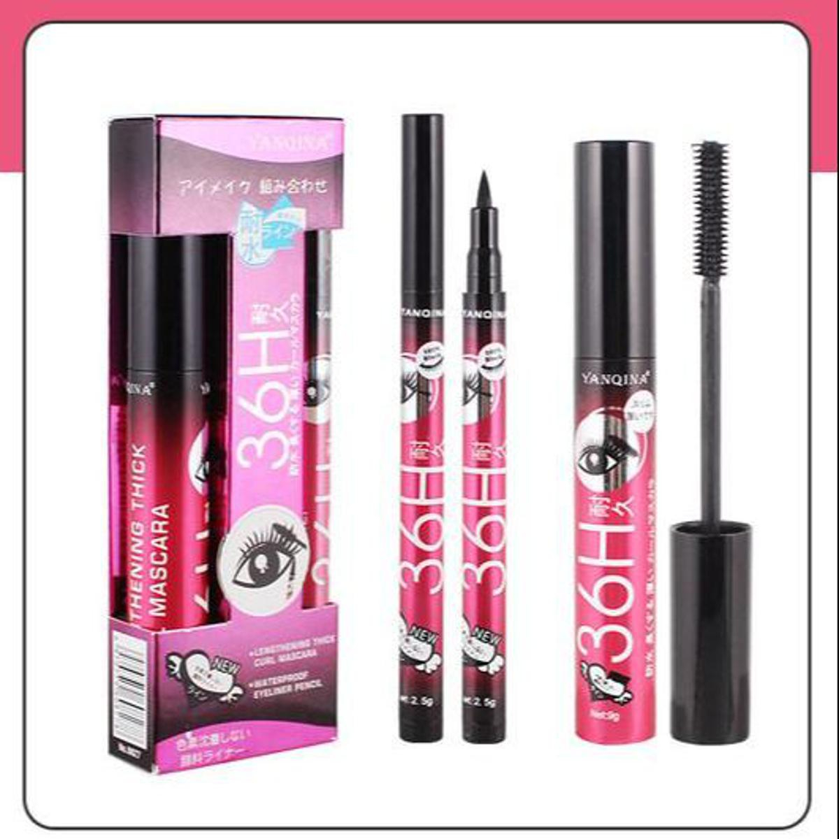 Liquid Eyeliner Pencil+Waterproof Mascara Set Cosmetics New Brand Eye Liner Thick Curling Mascara Eyebrow Pencil Makeup