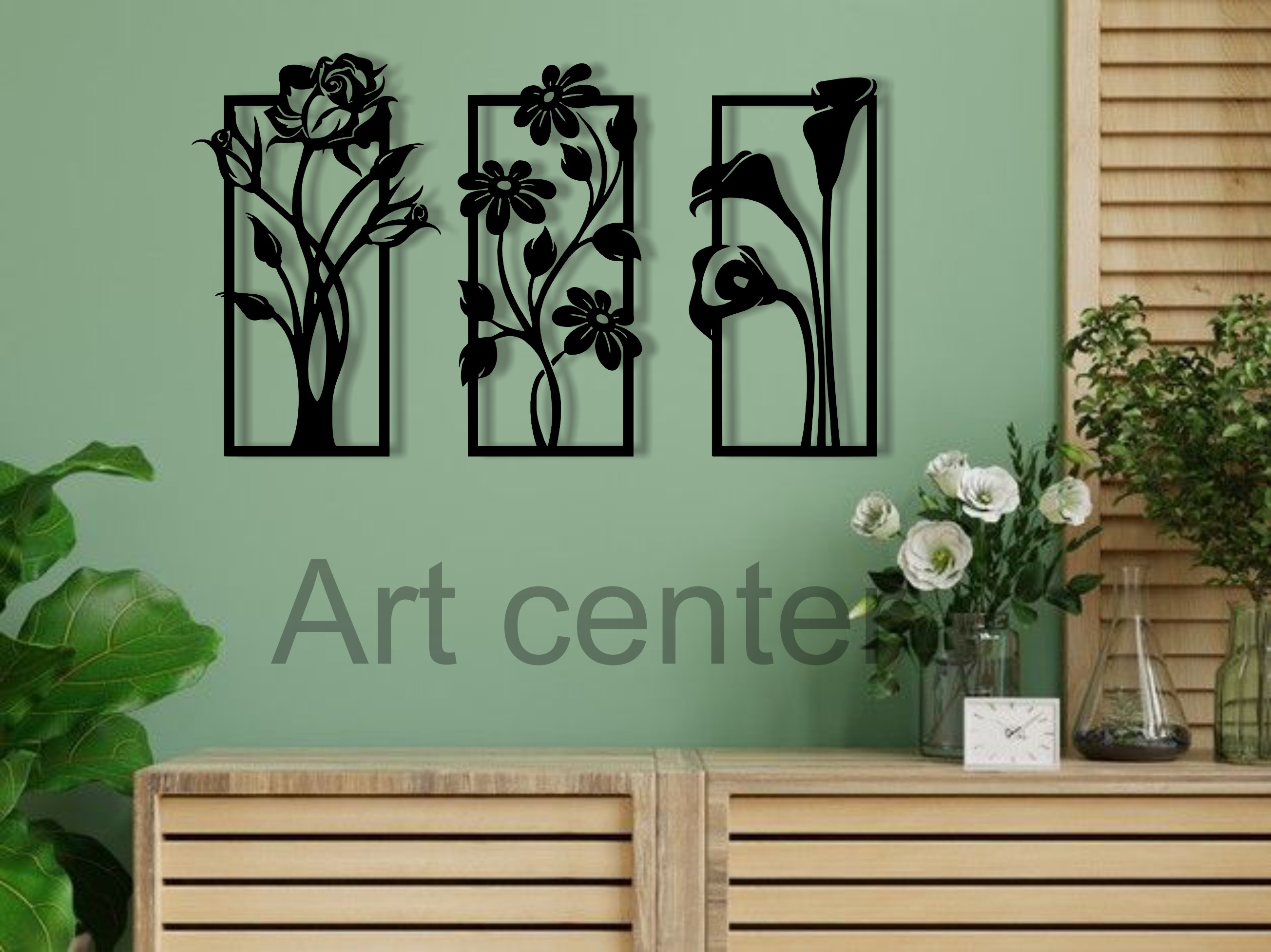Wooden Wall Art Set of 3 - Beautiful MDF Framed Decor for Home, Office, or Shop