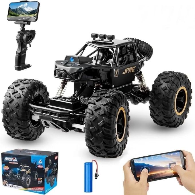 RC Rock Crawler With Camera WiFi 720P HD FPV Camera & Spray Function Alloy Body for childrens