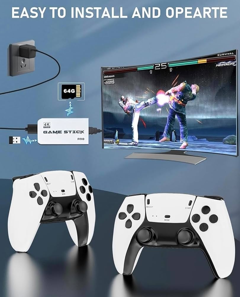 M15 Game Stick 4K Video Game Console Retro Classic Games 2.4G Double Wireless Controller for PS1/GBA/SNES