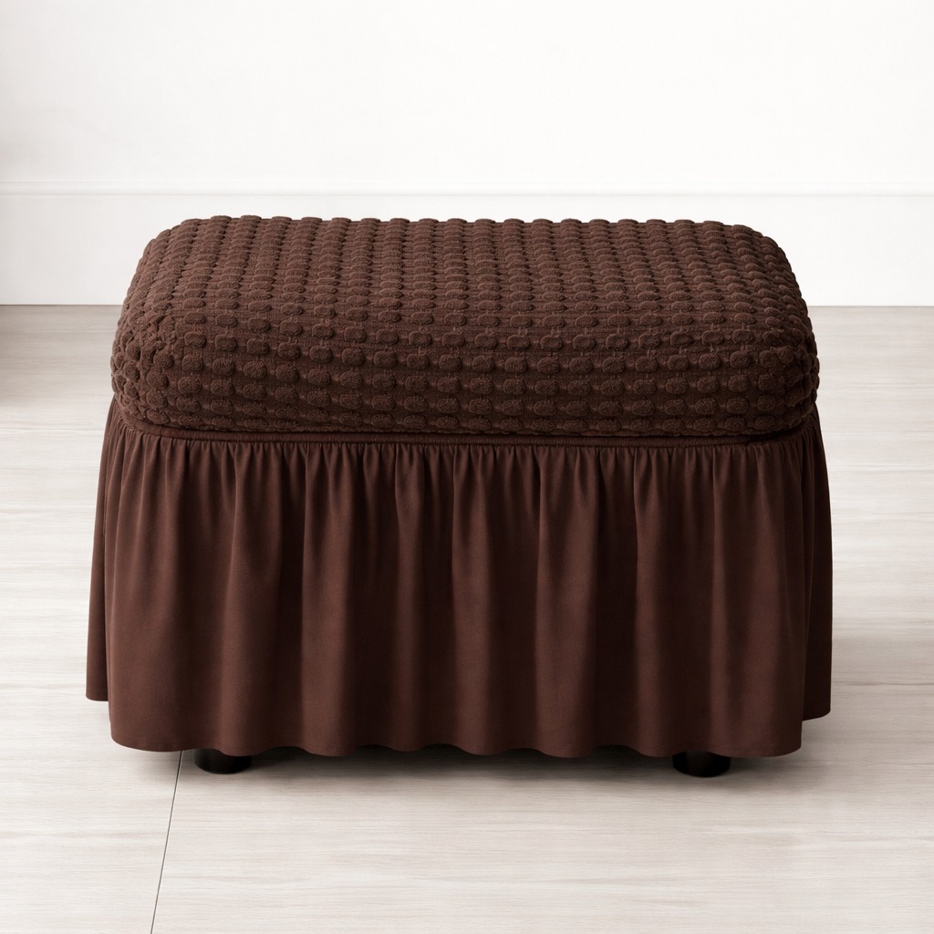 Bubble Footstool Skirt Cover/Durable Stretch Ottoman Cover/Non Slip Footrest Slipcover for Living Room/Stool Cover