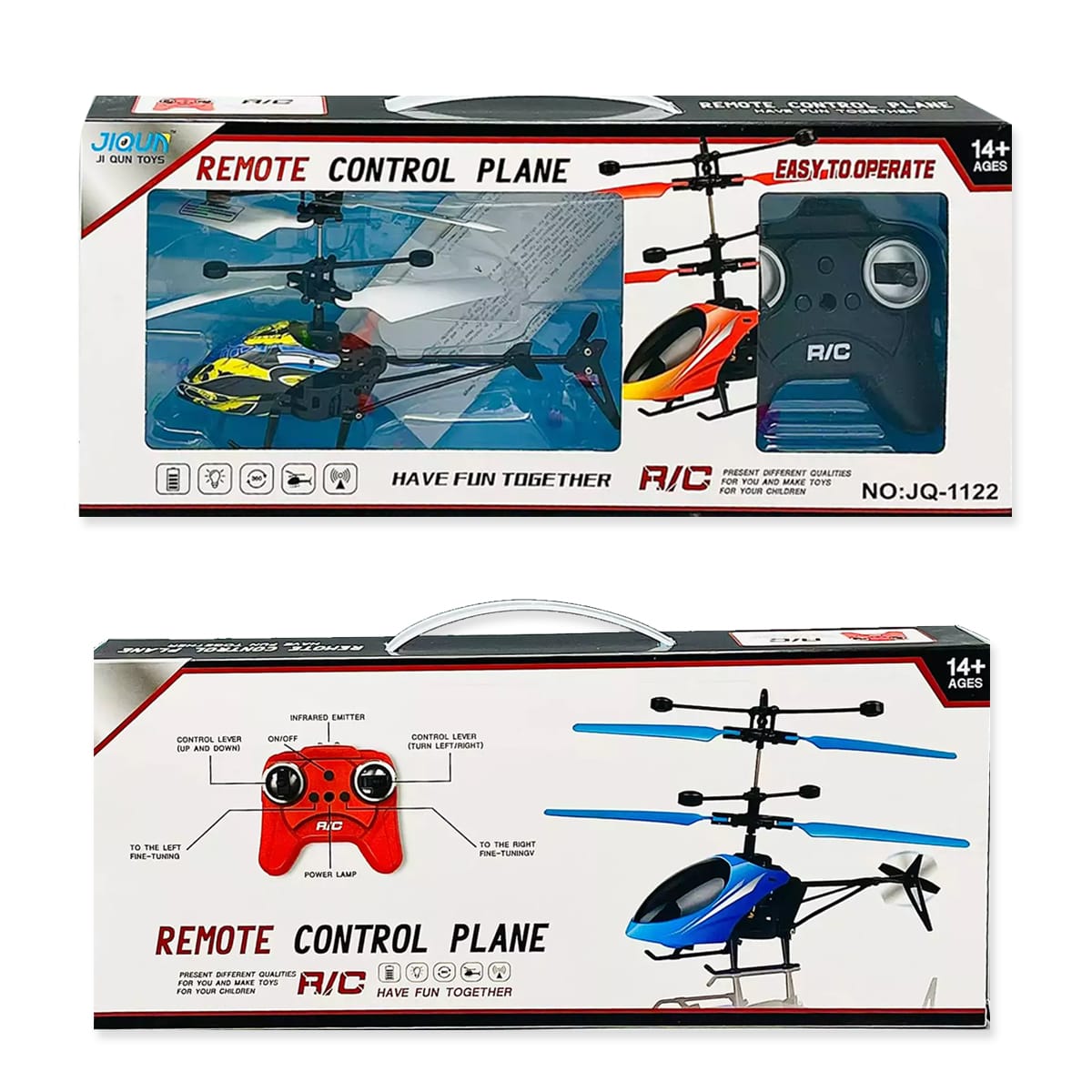 RC Helicopter JQ-1122 – Up/Down, Left/Right, 360° Rotatable Flying Plane – 2 Channel Remote Control Aircraft Toy – USB Rechargeable Induction RC Helicopter Toy for Kids Boys & Girls