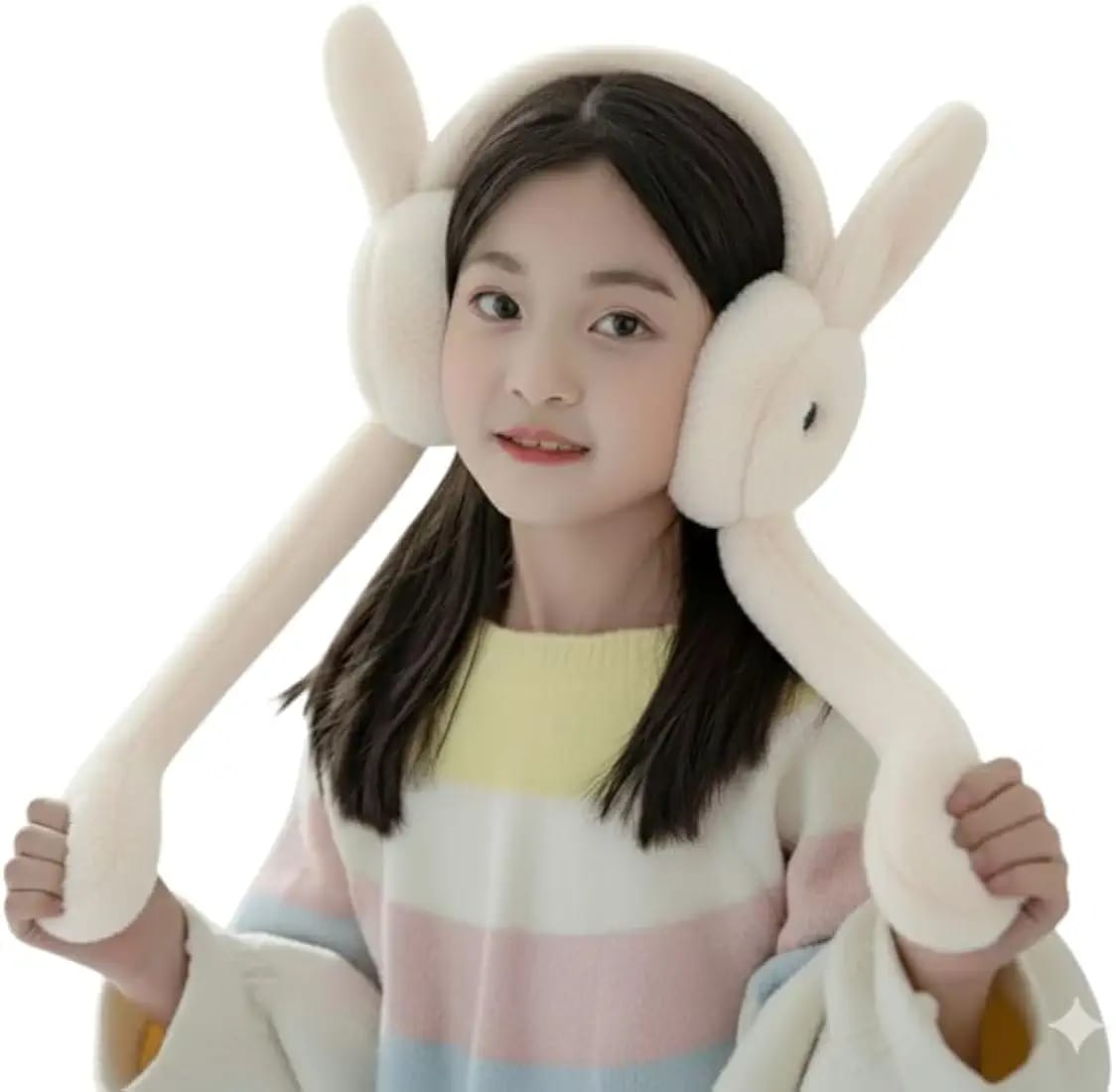 Winter Earmuffs for Kids - Soft Plush Bunny Ear Warmers with Moving Ears & Chu Chu Sound | Faux Fur Warm Ear Muffs for Girls, Boys, Women & Cold Weather Protection