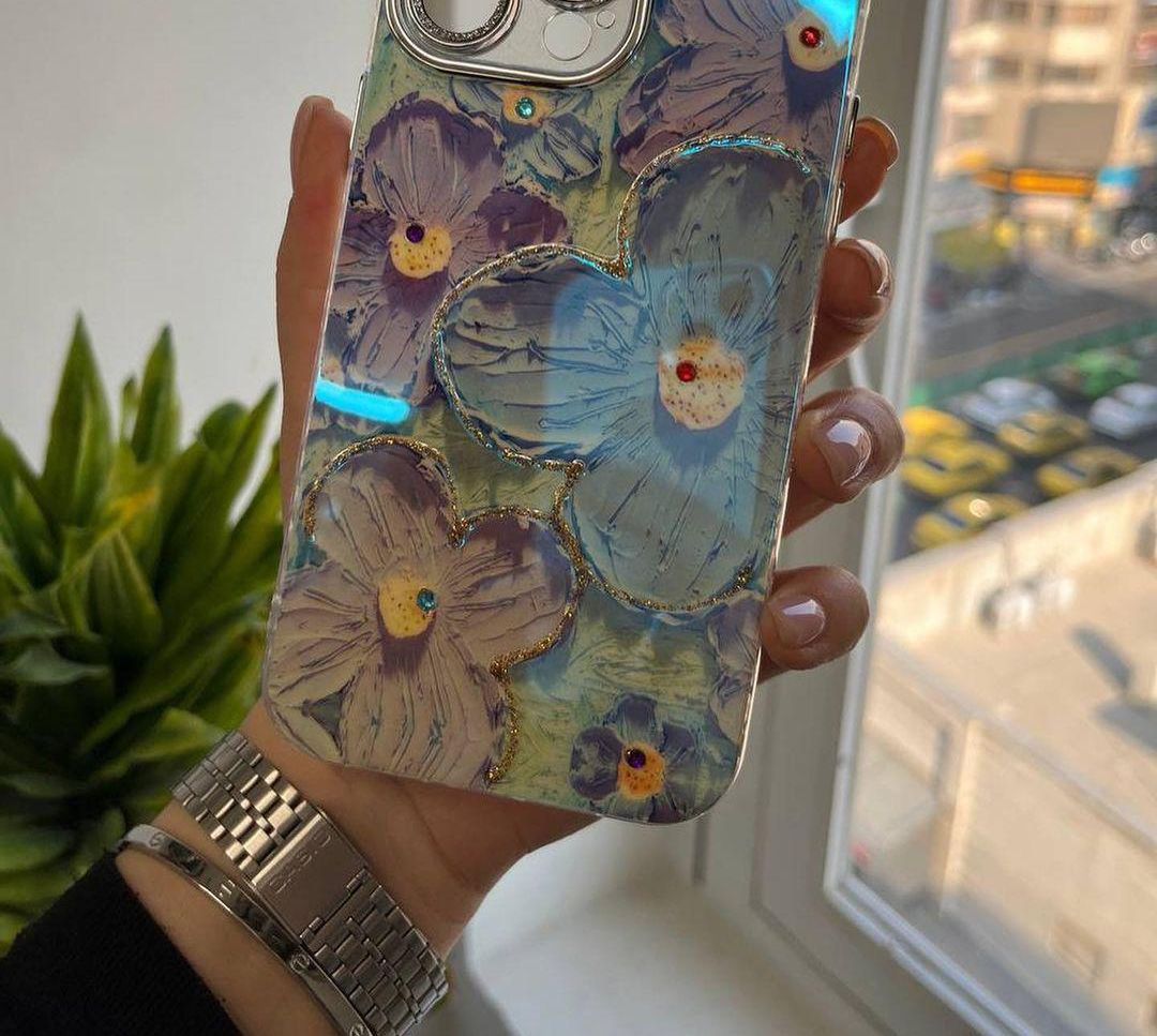 3D Floral Phone Case with Gem Camera Lens Protection – Elegant Sculpted Flower Cover with Rhinestone Lens Guard for 11–17 Series & Flagship Android Phones