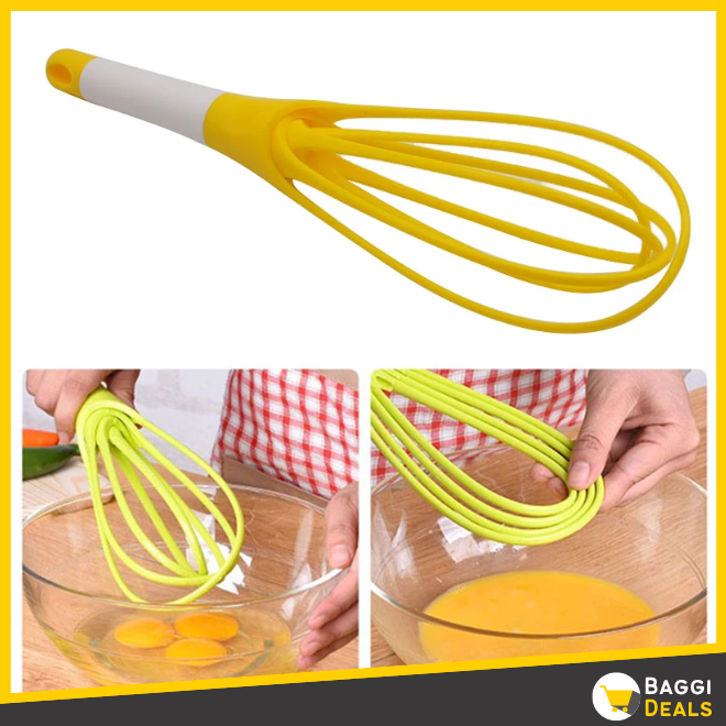 Collapsible 2in1 Balloon flat Whisk Manual Egg Beater Foldable Frother For 工場直送