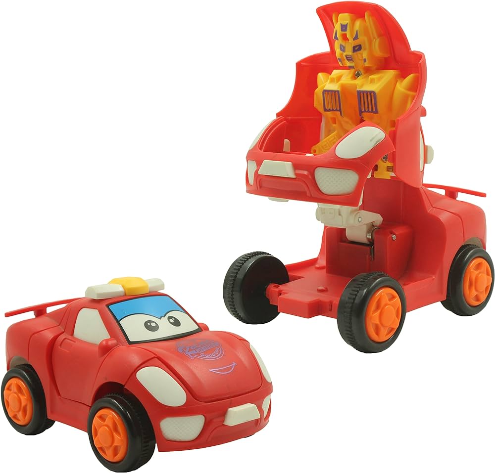 1 Pc - Pull Back Robot Car Toy - Push & Go Convert Robot Cars Toys For Kids Boys Girls Baby Babies Friction Powered Vehicle