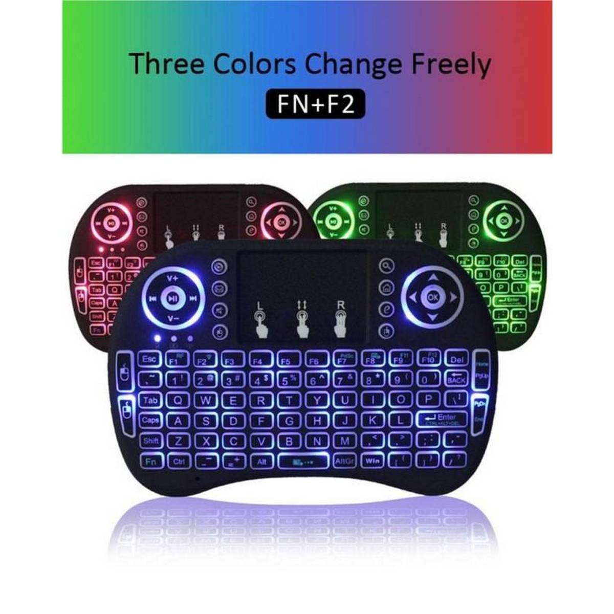 MINI TOUCH PAD RF 500 WIRELESS WITH 3 COLOUR BACKLIGHT KEYBOARD MOUSE